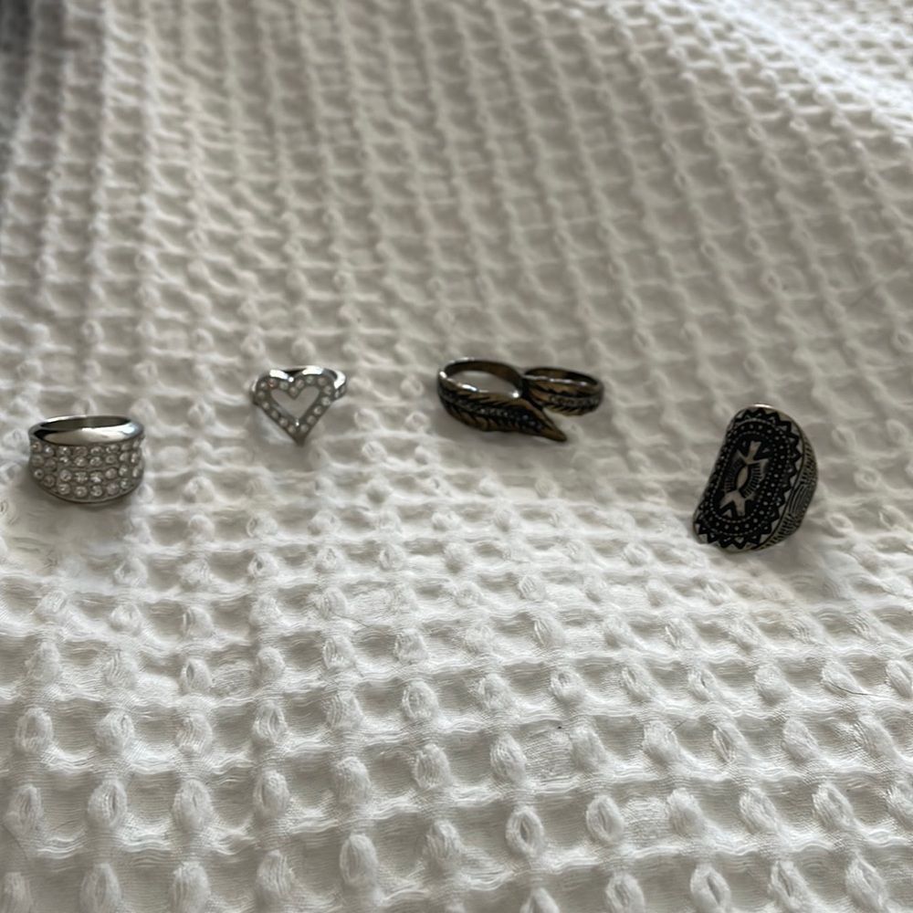 Costume Silver-tone and goldstone rings bundle set of 4